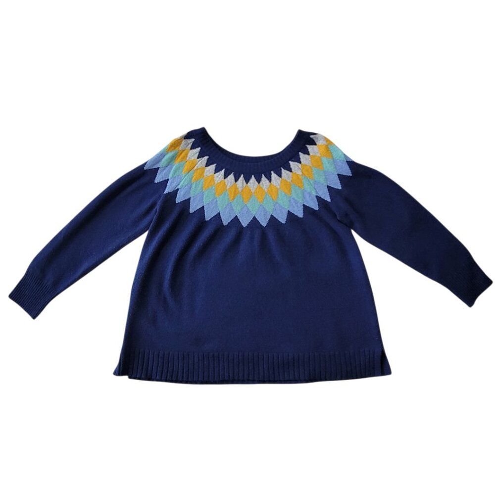 ST JOHN’S BAY NAVY ARGYLE SWEATER SIZE PETITE XXL